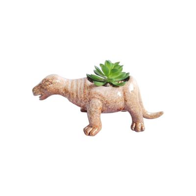 dinosaur shaped ceramic planter succulents plant flower pot thumbnail