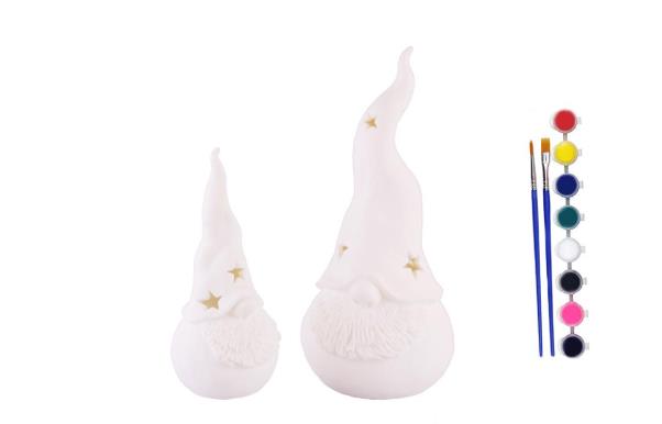 Unpainted DIY Ceramic Christmas Gnomes Ornaments To Paint