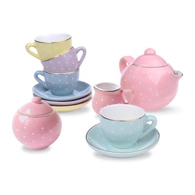 vintage pink childrens porcelain ceramic tea party set picture 2