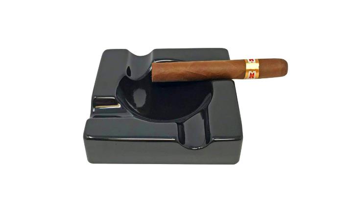 Black Glossy Outdoor Ceramic Cigar Ashtray