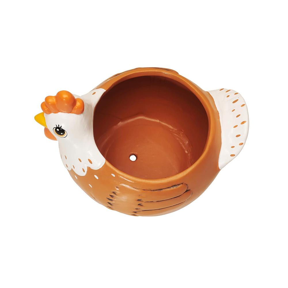 Custom chicken animal shaped ceramic flower planter pot picture 4