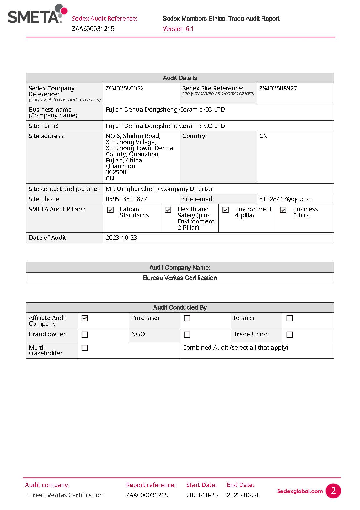 SEDEX Audit