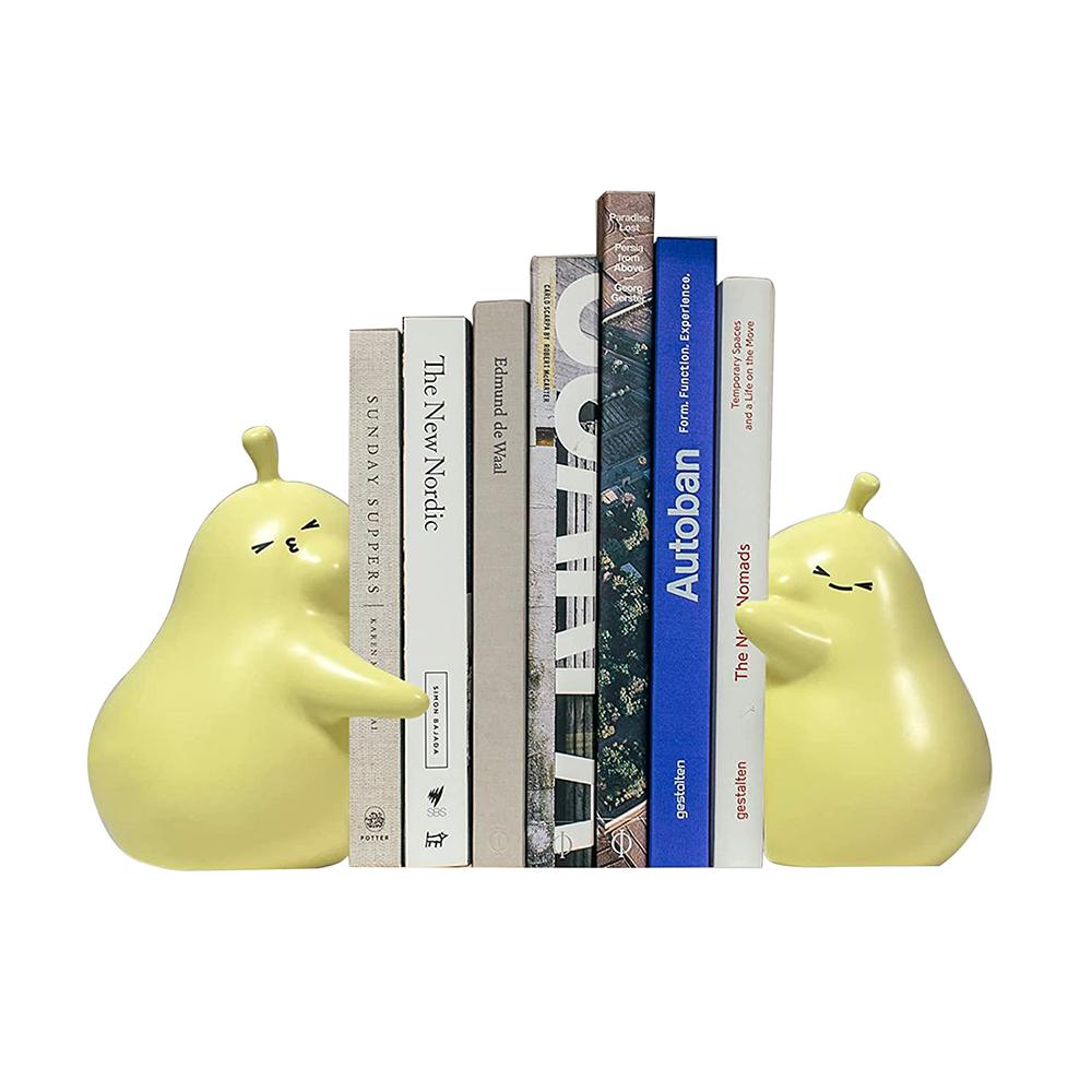 Cute Yellow Pear Ceramic Book Bookends Holder picture 1