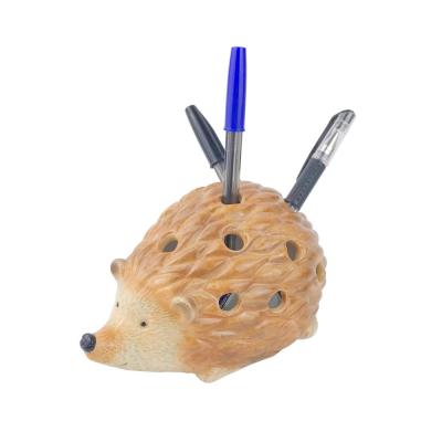 cute animal hedgehog shape ceramic pen pencil holder thumbnail