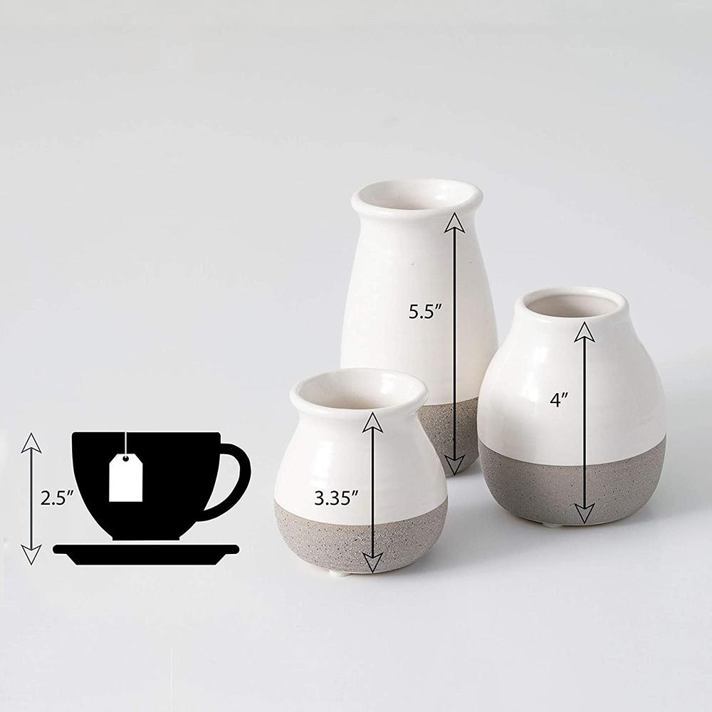 White and Gray Ceramic Vase Set of 3 picture 2