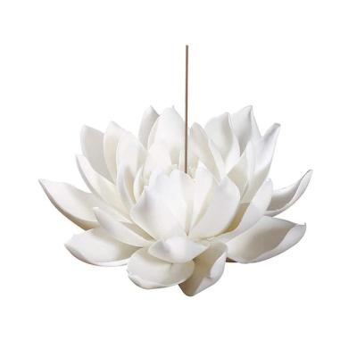 flower White Lotus ceramic incense burner holder thumbnail