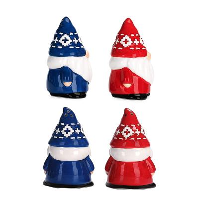 Red Blue Christmas gnome salt and pepper shakers picture 3