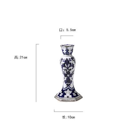 Blue and White Chinoiserie Porcelain Candle Holder  picture 3