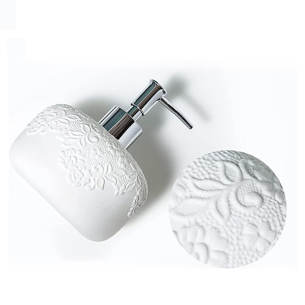 refillable embossed relief ceramic shampoo and conditioner bottles picture 5
