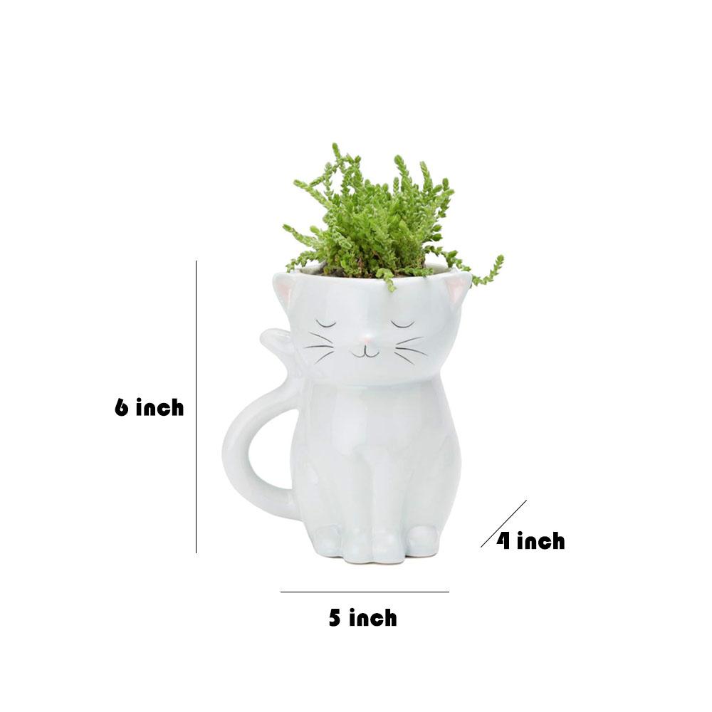 animal cat ceramic planter plant pot picture 2