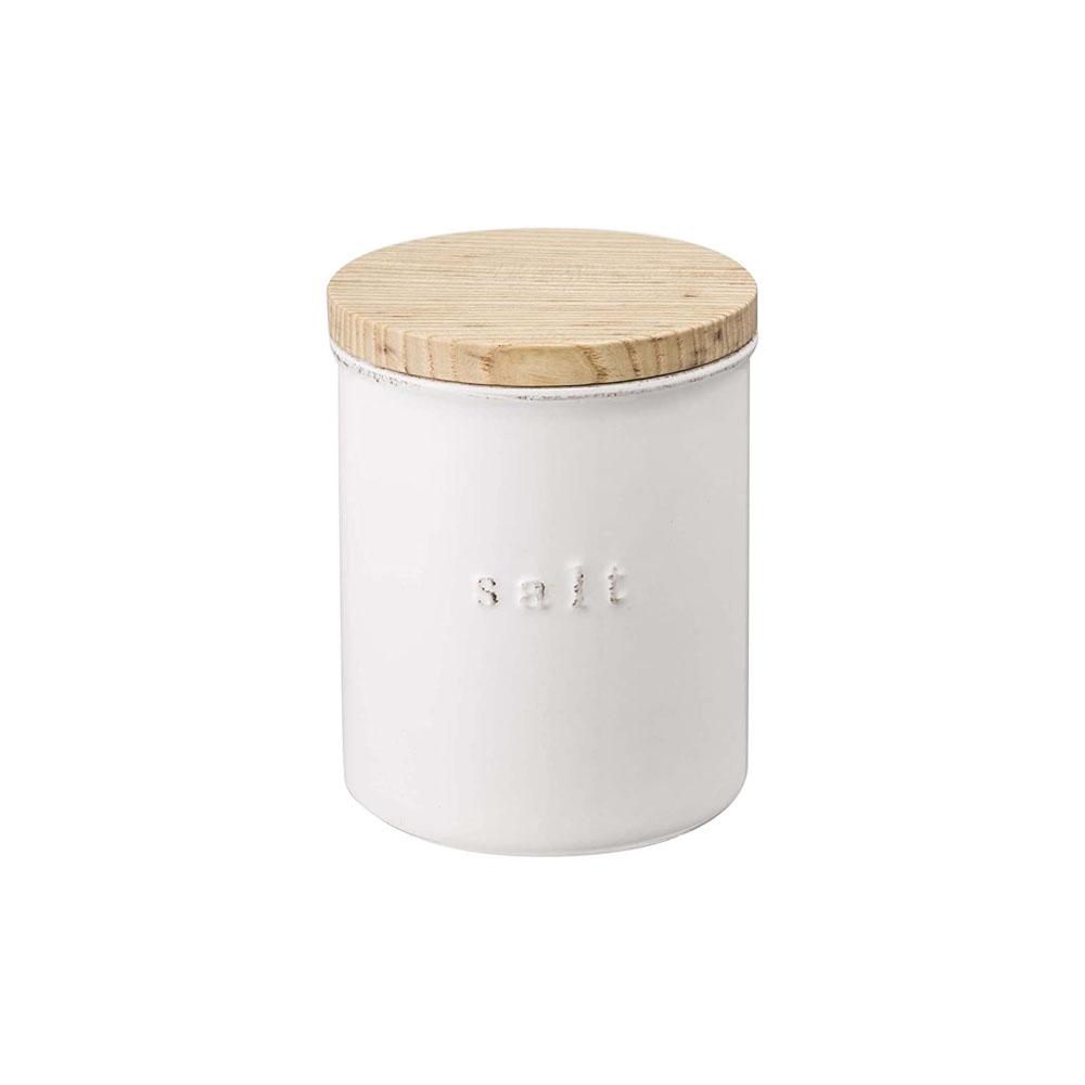 Ceramic Salt Tea Sugar Container Jar With Bamboo Wooden Lid