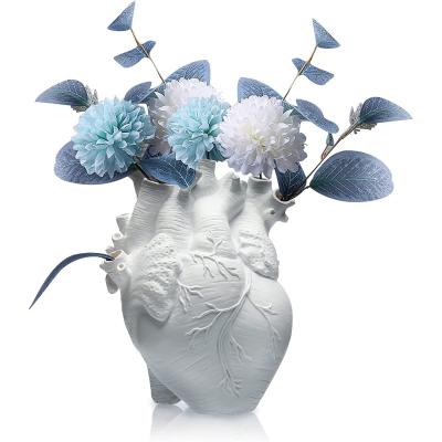 Anatomical White Heart Shaped Ceramic Flower Vase thumbnail