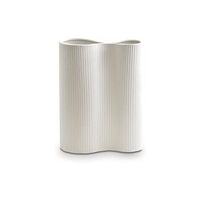 Modern Ribbed stripe ceramic flower vessel vase thumbnail