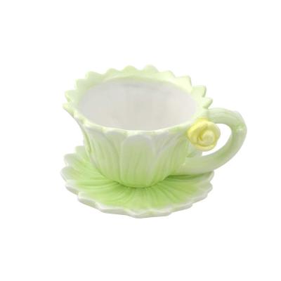 ceramic teacup cup and saucer planter plant pot thumbnail