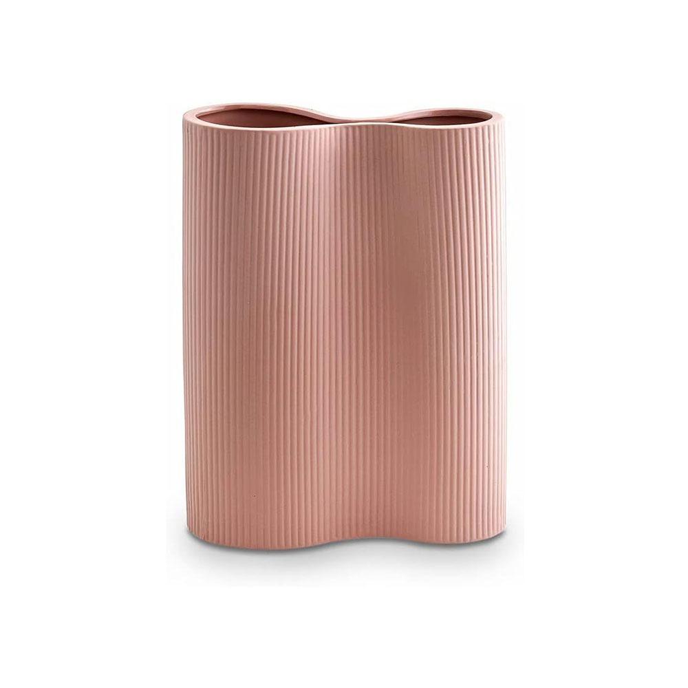 Modern Ribbed ceramic flower vessel vase picture 2