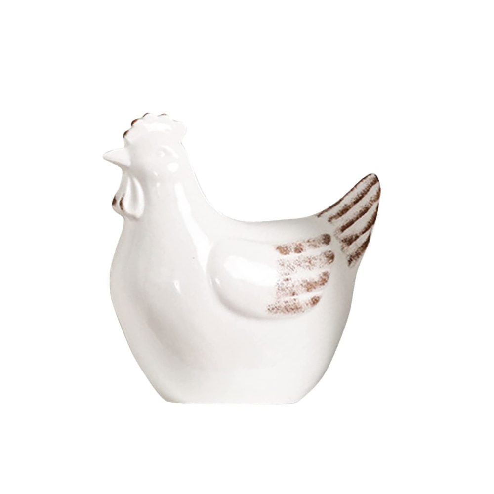 White Vintage Large Ceramic Chicken Rooster Figurines Statue