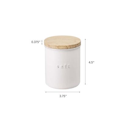 ceramic salt container jar with bamboo lid picture 2