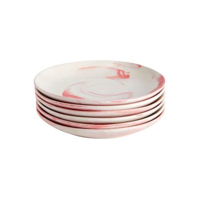 wholesale custom pink marble ceramic dinner plates thumbnail
