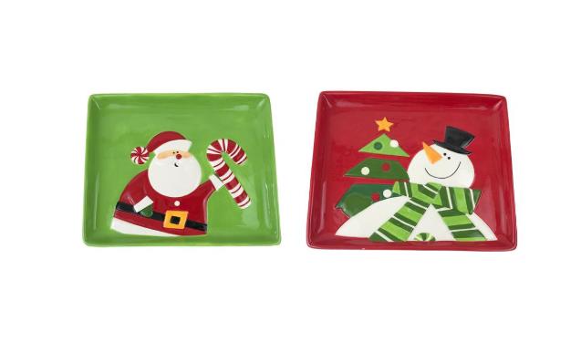 Hand Painted Santa Claus Snowman Ceramic Christmas Plate