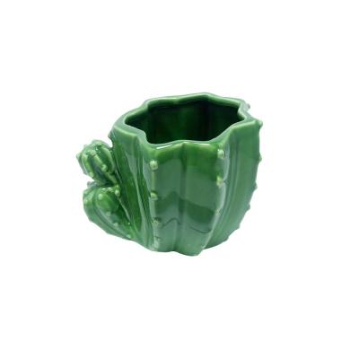 3d cactus shaped ceramic succulent planter plant pot thumbnail