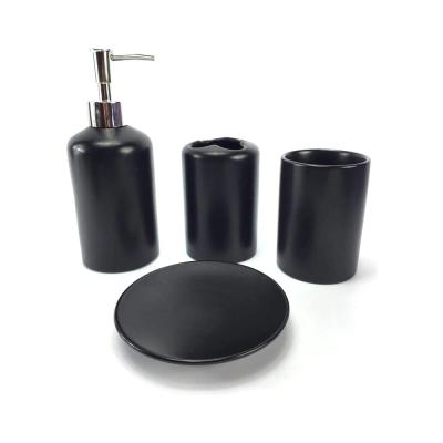 grey blue ceramic Soap Lotion Dispenser accessories set picture 2