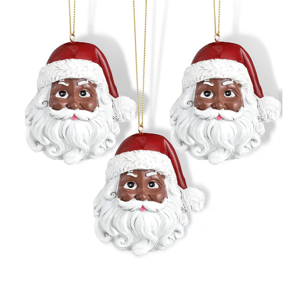 Christmas Pendant Resin Black Santa Claus Figurines