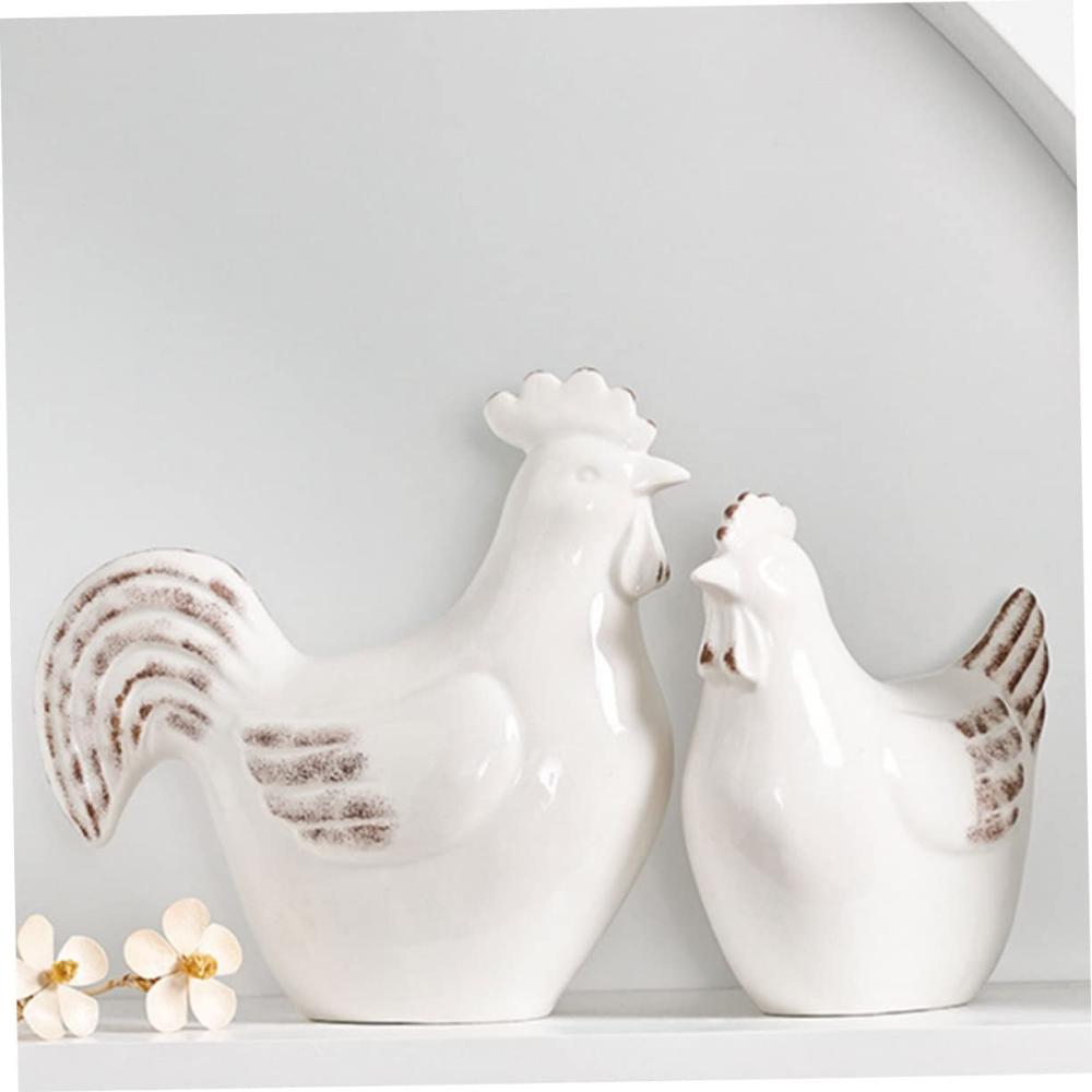 white vintage large ceramic rooster figurines statue picture 4