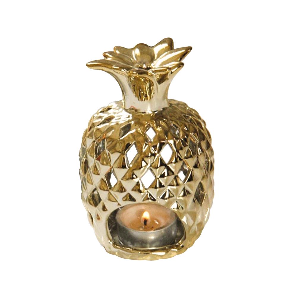 Gold Ceramic Pineapple Candle Holder