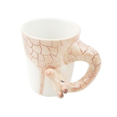 carton giraffe shape 3d animal ceramic coffee mug picture 1
