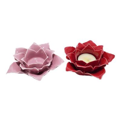 custom ceramic tealight lotus flower candle holder thumbnail