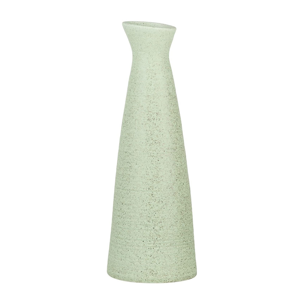 Speckled Tall Olive Dark Sage Lime Green Ceramic Flower Vase For Sale