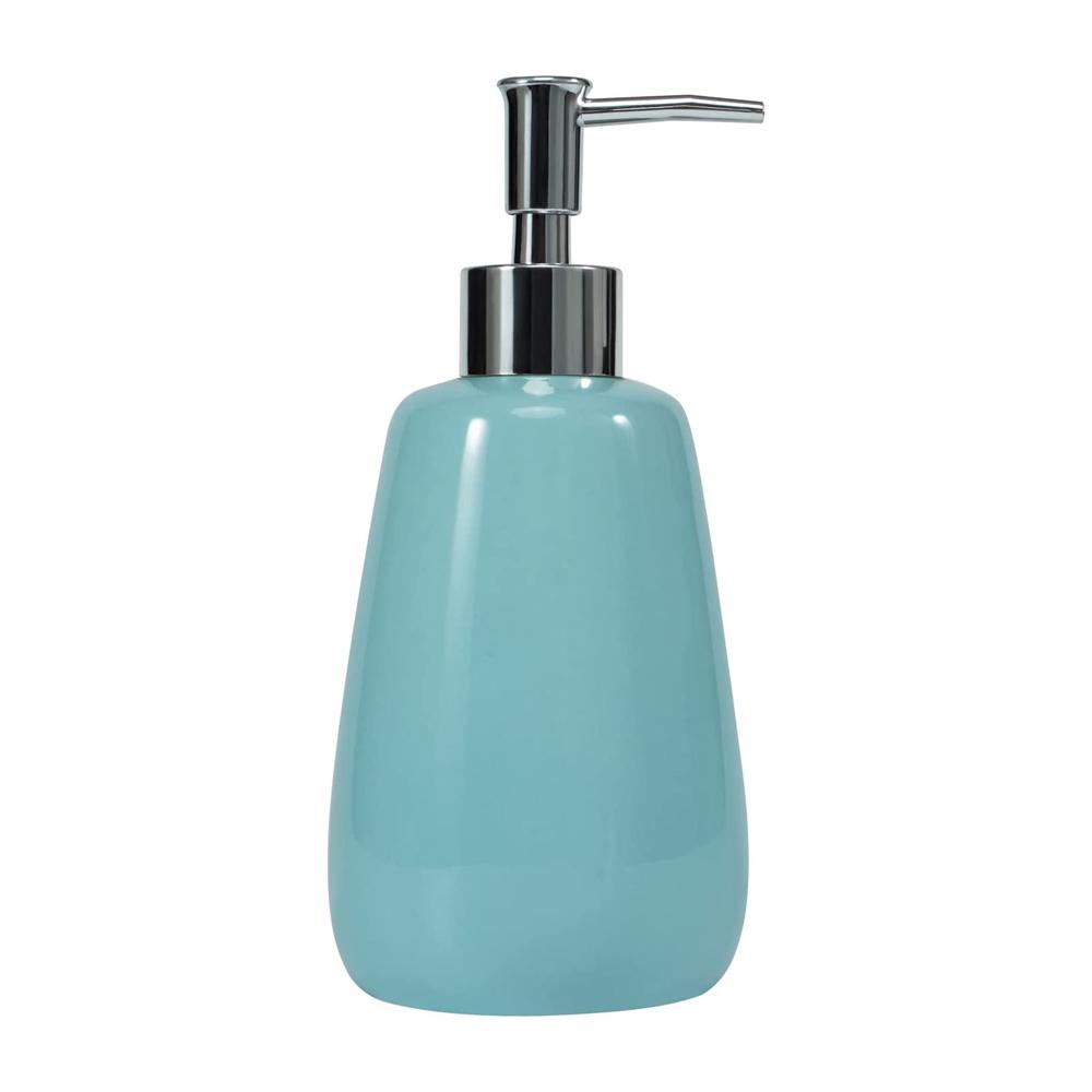 Elegant Cyan Blue Ceramics Shampoo Bottles With Pump