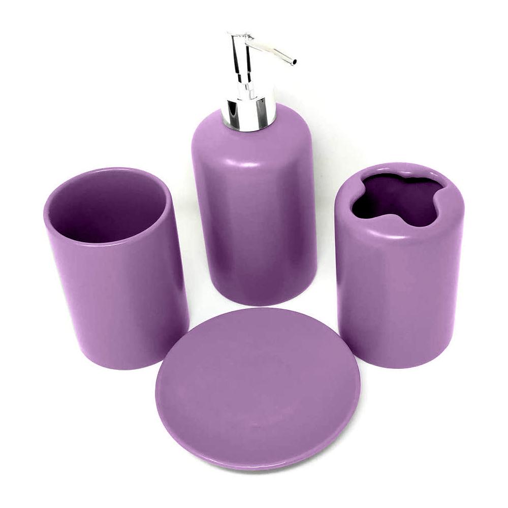 purple red pink ceramic Lotion Dispenser accessories set