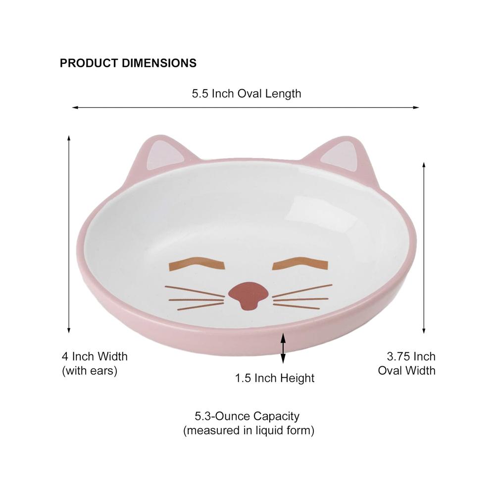 Cute Pink Oval Ceramic Kitty Cat Frisky Bowl picture 5