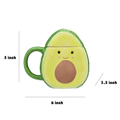 Imagined Ceramic Avocado Coffee Mug With Lid picture 3