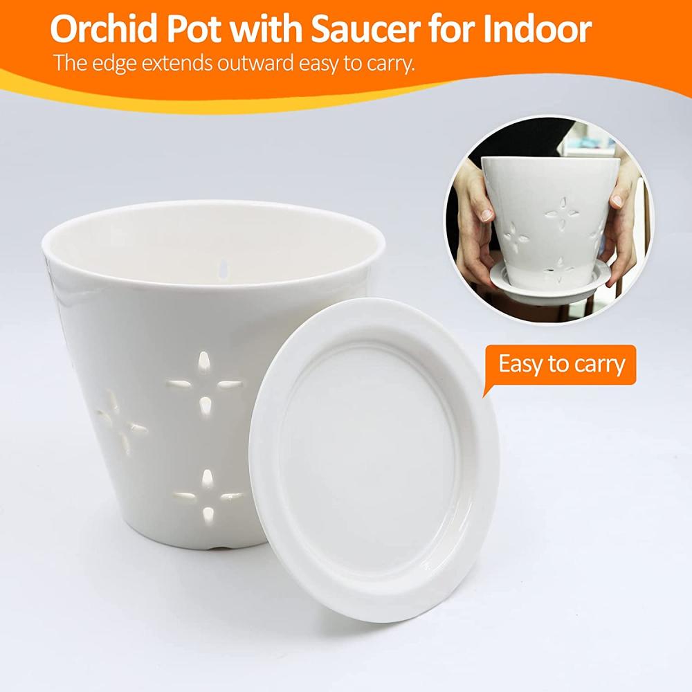 best ceramic clay orchid planter pot with hole picture 2
