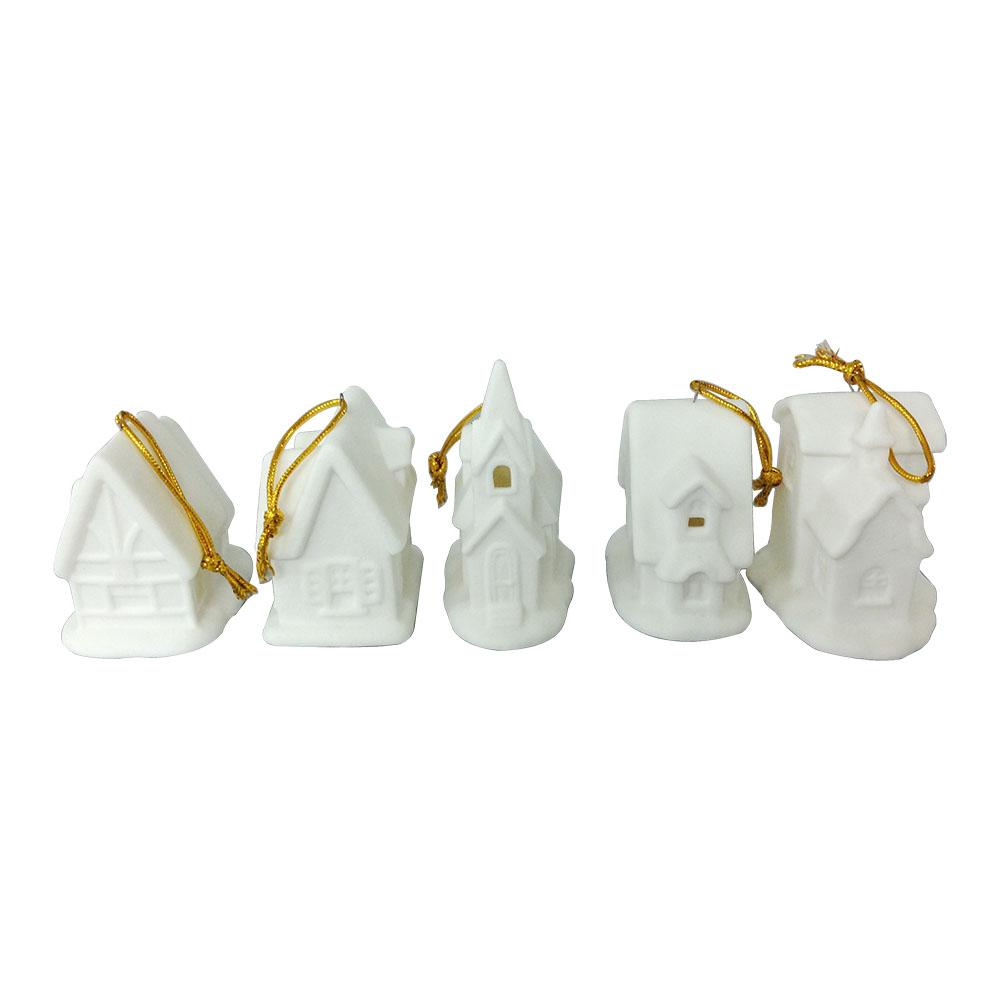 hanging house shaped christmas porcelain ceramic pendant