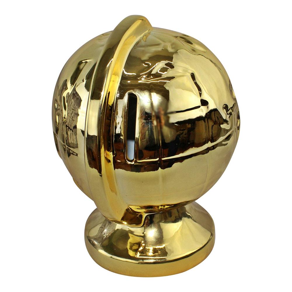 Metallic Gold Globe Ceramic Money Box Piggy Bank