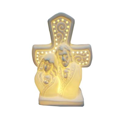 ceramic christmas baby jesus cross with led lighting picture 1