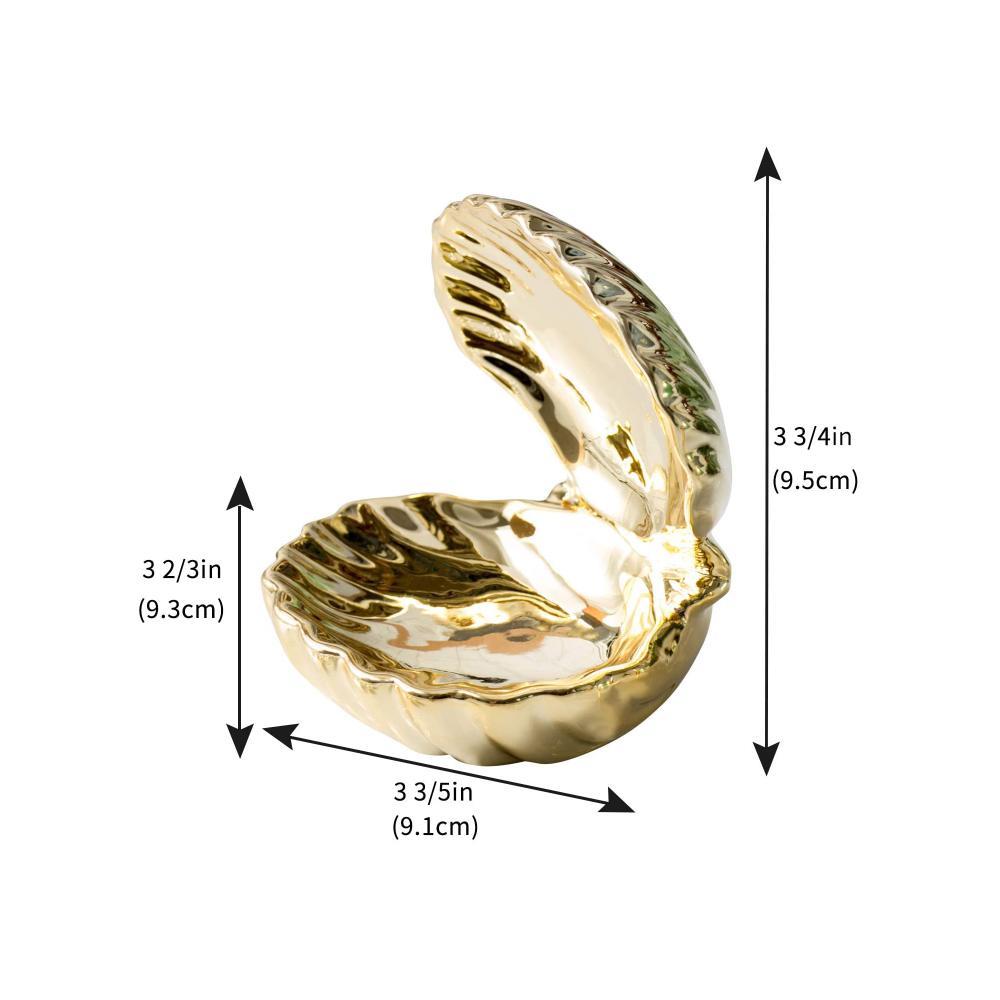  Fancy Gold Ceramic Seashell Shaped Ring Jewelry Box