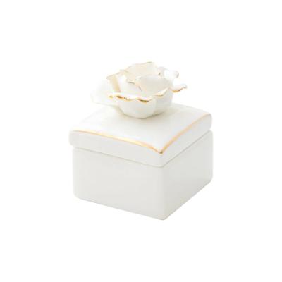 Box with Handmade Gild Edge Ceramic Flower Lid thumbnail