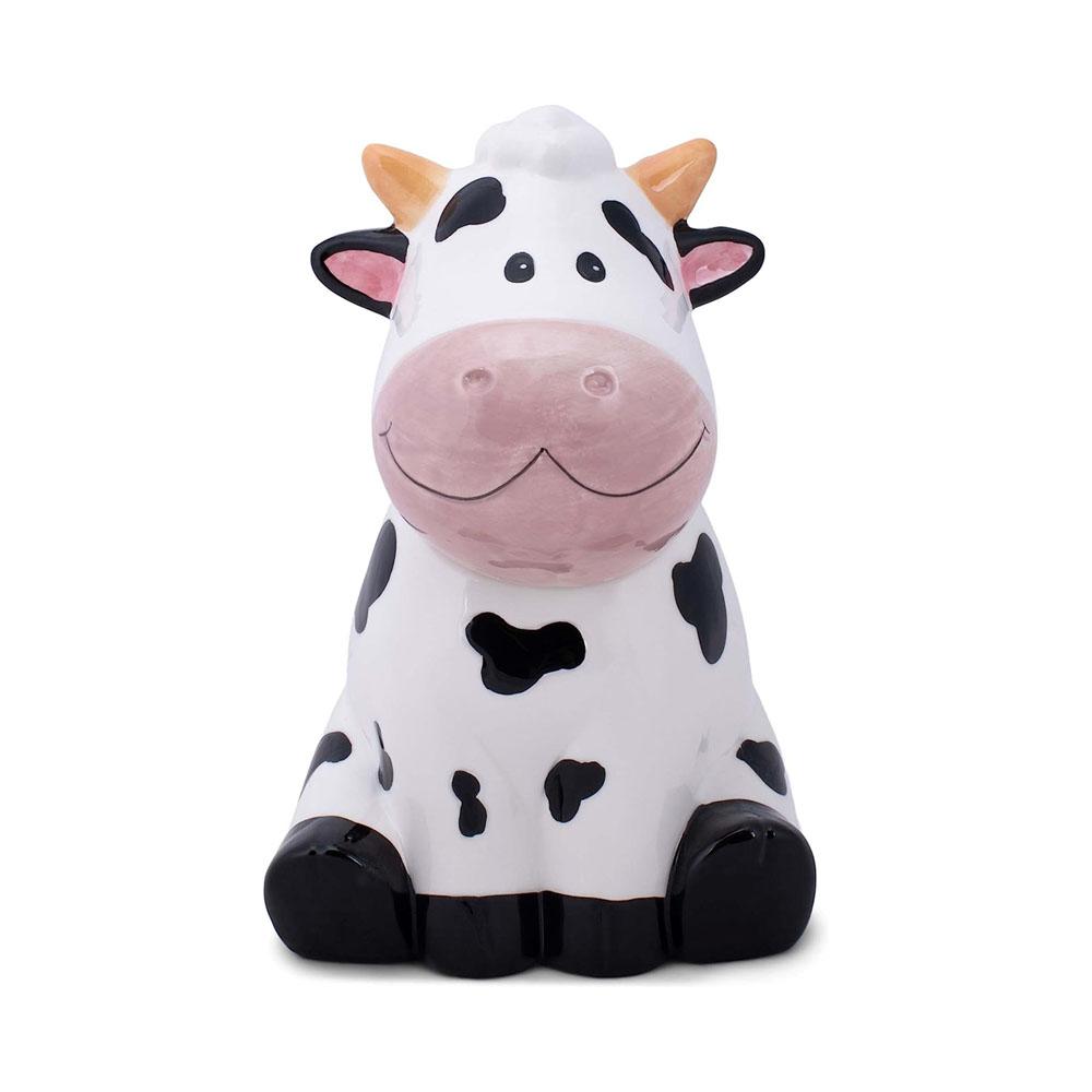Hand Painted Decorative Ceramic Cow Candy Cookie Jar