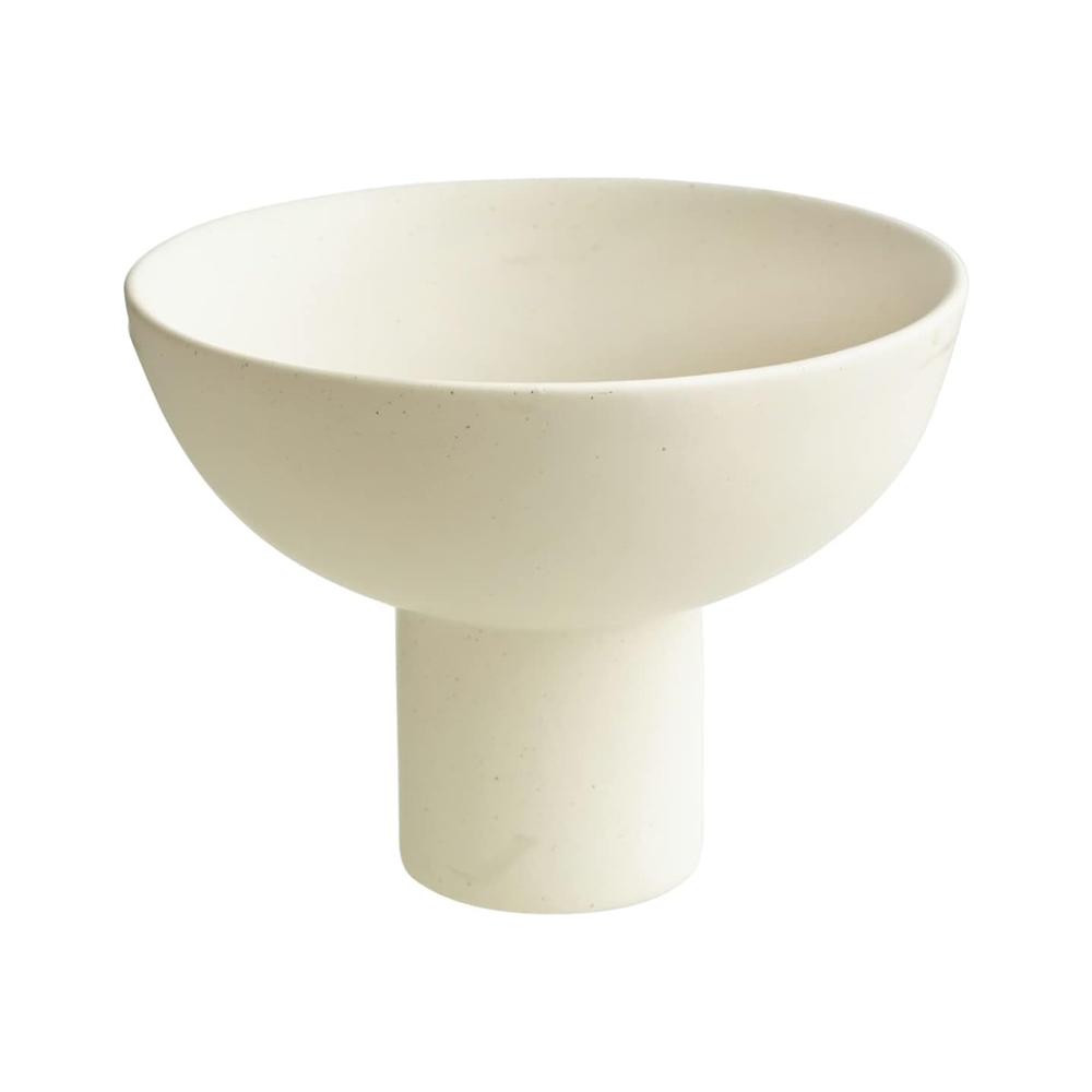 White Cream Ceramic Pedestal Fruit Footed Bowl picture 1
