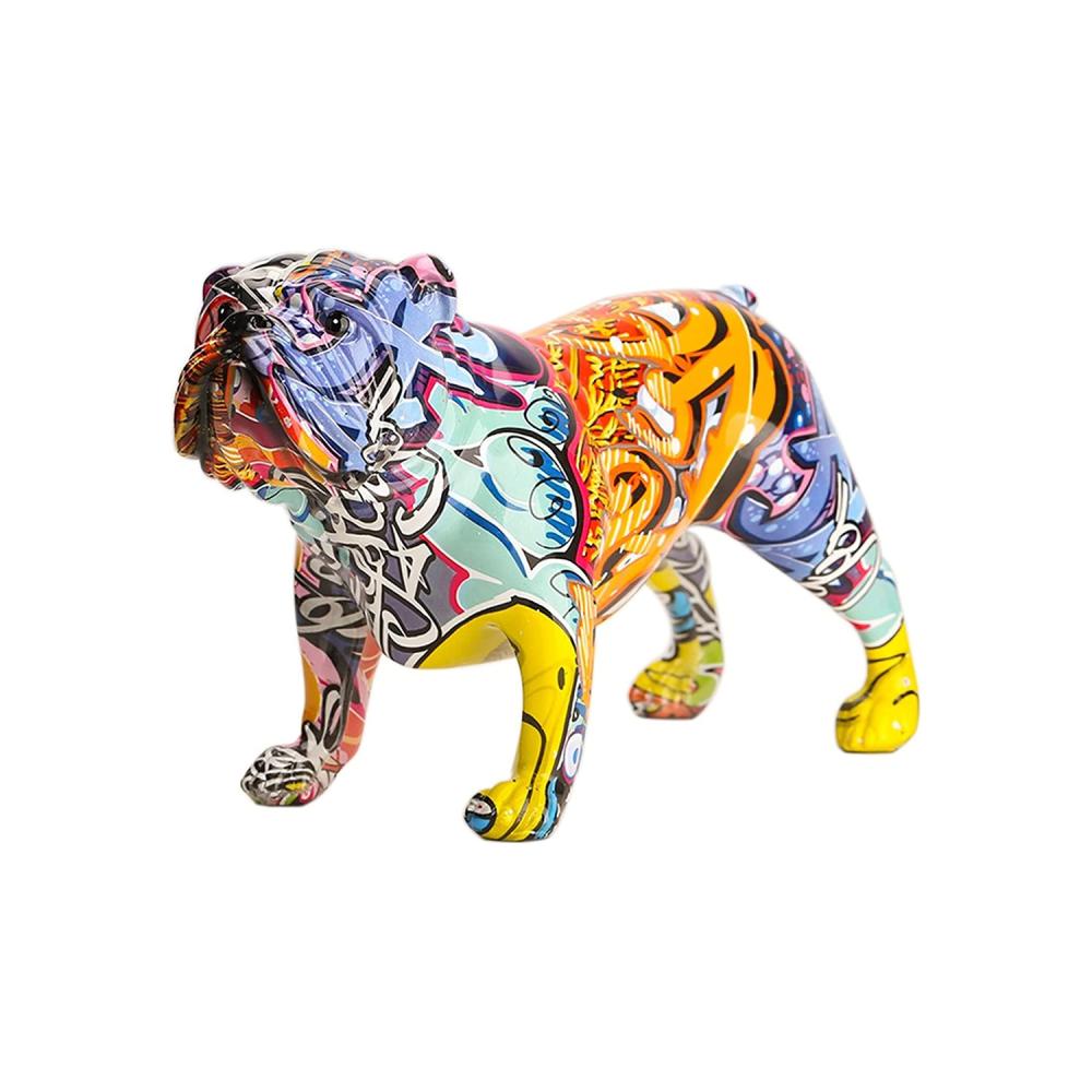 custom design animals Creative Colorful modern resin sculpture french dog bulldog statue figurine for home decor
