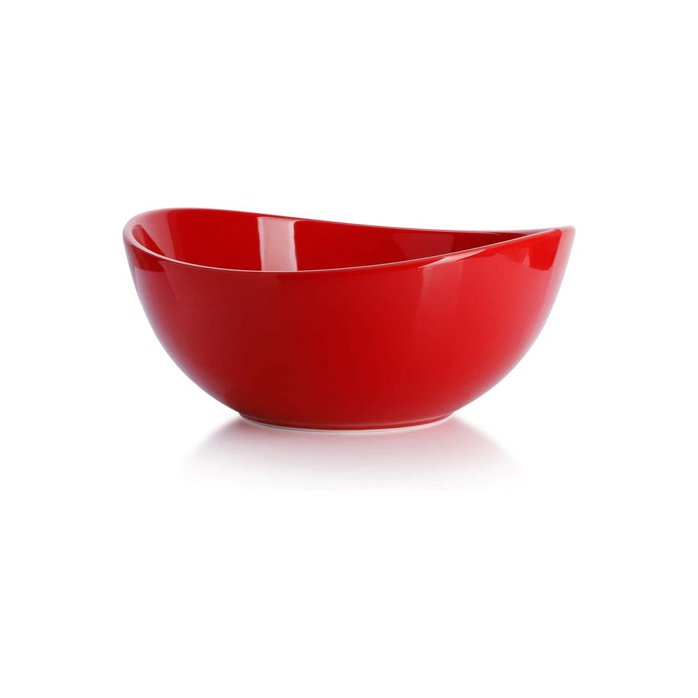 Large Red Blue Heath Porcelain Cereal Salad Popcorn Bowl