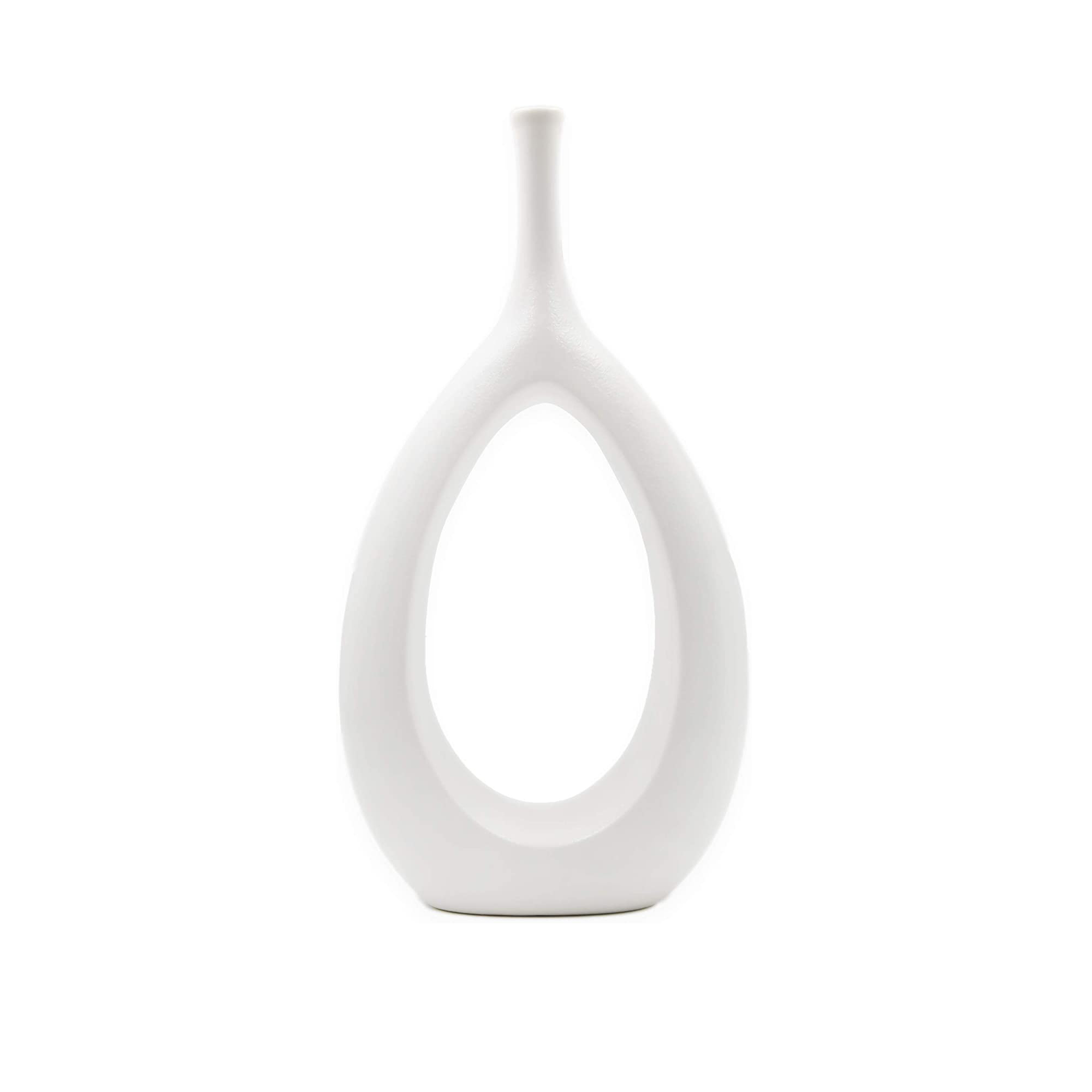 Circle Oval Donut Hole Hollow Ceramic Flower Vase