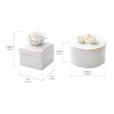 Box with Handmade Gild Edge Ceramic Flower Lid picture 2