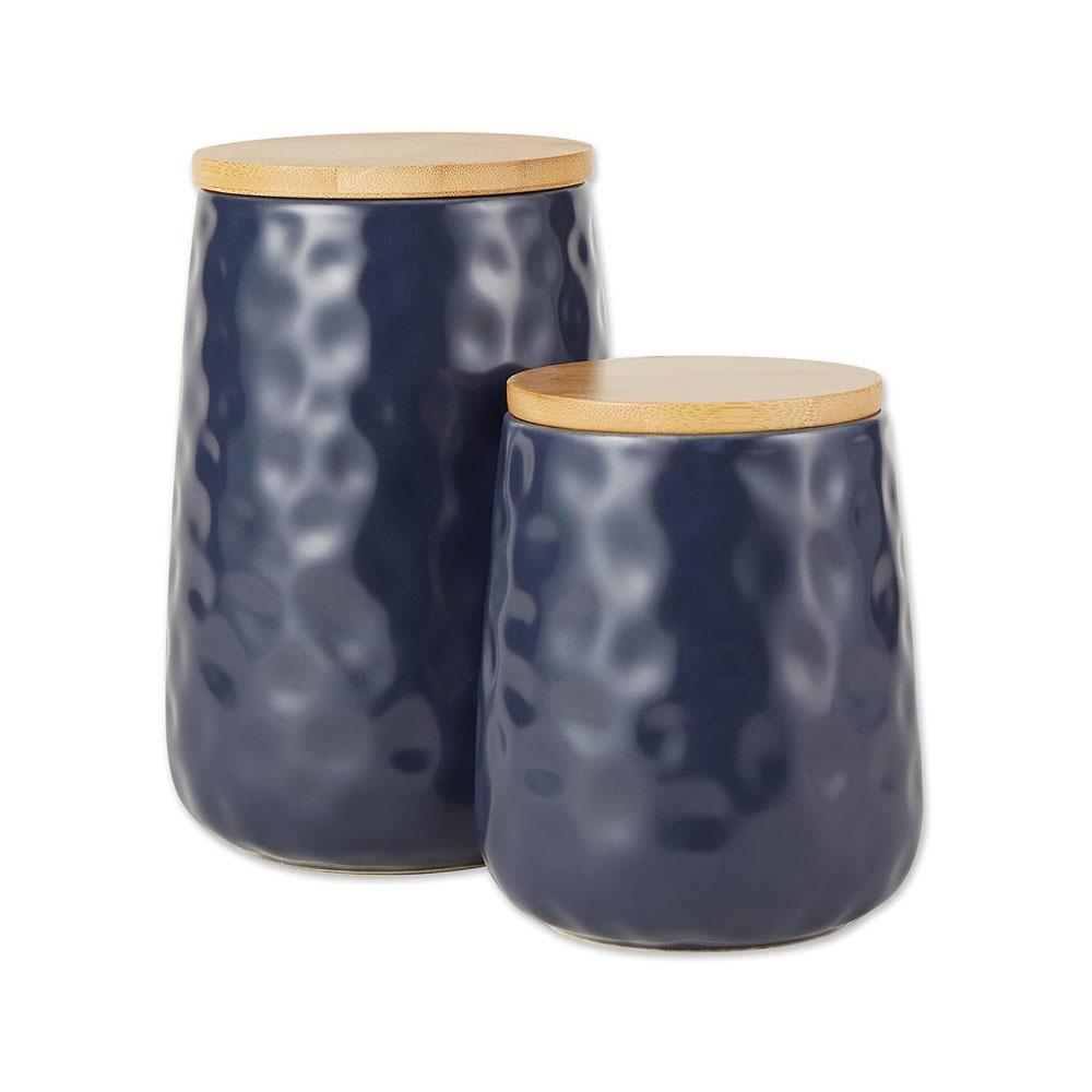 Kitchen Blue Ceramic Pottery Canister Set Storage Jars