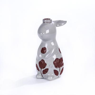 spring ceramic easter bunny bottle with screw lid thumbnail