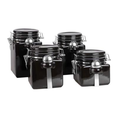 black food grade ceramic instant coffee canister jars thumbnail